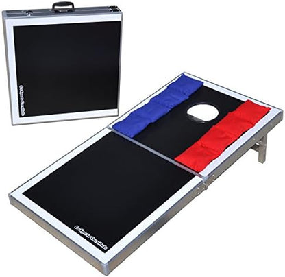 GoSports 4 x 2 ft Regulation Size Aluminum Cornhole Game Sets – Choose LED Lights or Standard - Set Includes 2 Foldable Boards, 8 Bean Bags, & Rules