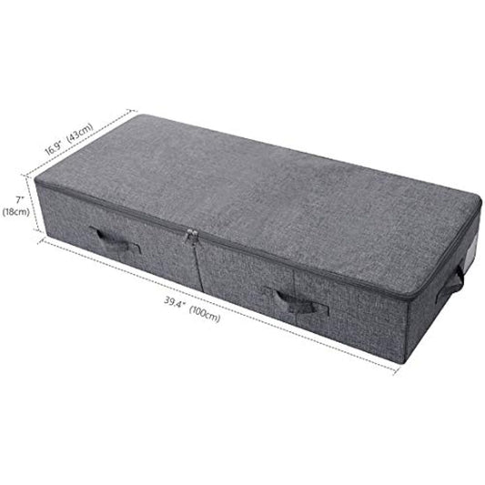 Amonsen Large Under the Bed Storage Container for Duvets, Blankets Bedding Accessories, Underbed Storage Boxes, Black Gray