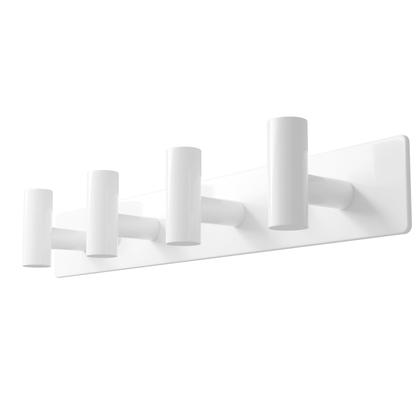 White Wall Mounted Coat Rack – 4 T-Shaped Hooks on 12.6" Metal Rail (1 Pcs)