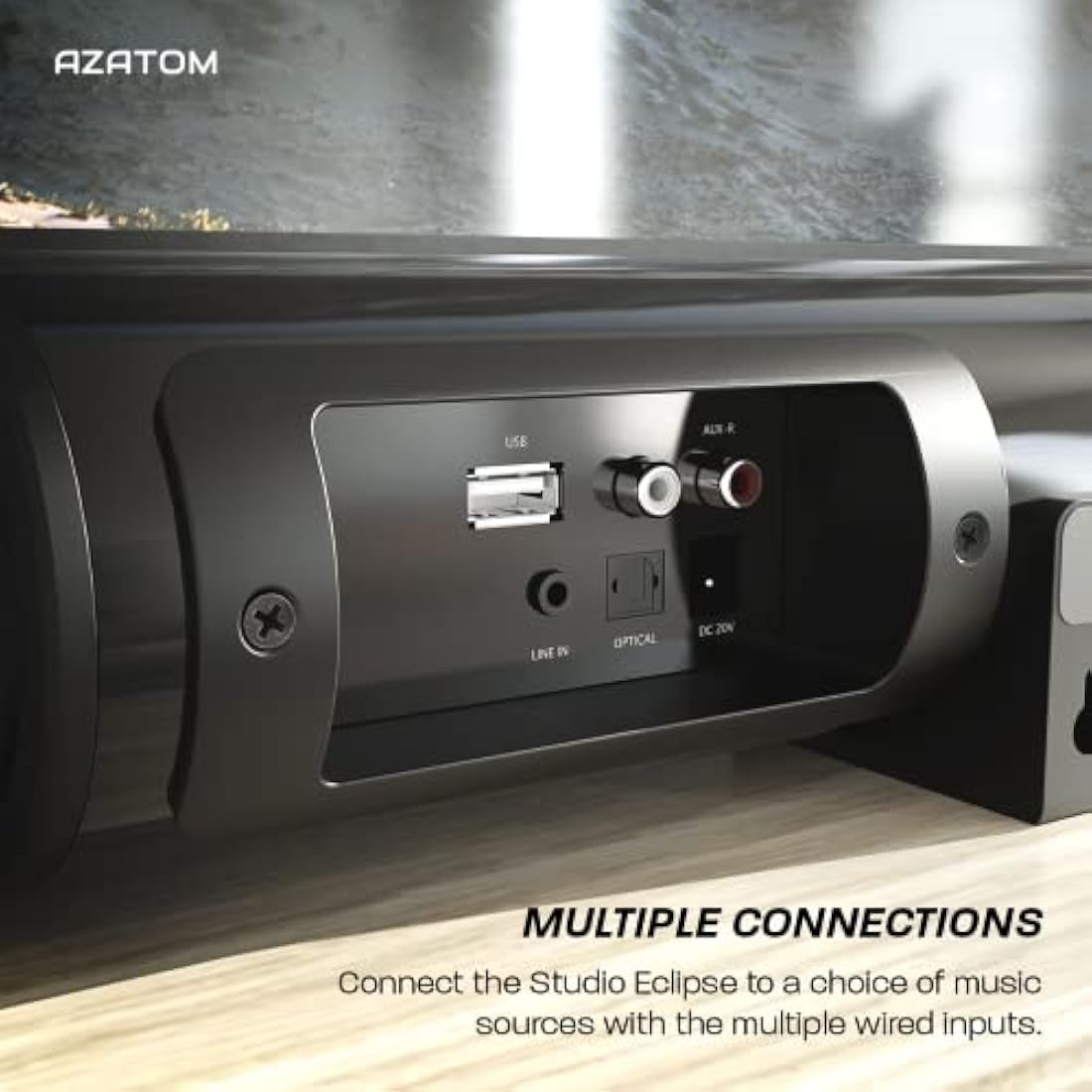 AZATOM Soundbar with Built-In Subwoofer | 180W Surround Sound | Bluetooth, Large Remote & Optical Cable Included | Home Theatre Audio System Perfect for Living Rooms and Bedrooms Studio Eclipse