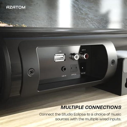 AZATOM Soundbar with Built-In Subwoofer | 180W Surround Sound | Bluetooth, Large Remote & Optical Cable Included | Home Theatre Audio System Perfect for Living Rooms and Bedrooms Studio Eclipse