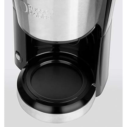 Russell Hobbs Kaffeemaschine Klein [Brausekopf für optimale Extraktion&Aroma] Compact (1 bis 5 Tassen, 0,6l Glaskanne, inkl Permanentfilter, Warmhalteplatte) kompakte Filterkaffeemaschine 24210-56
