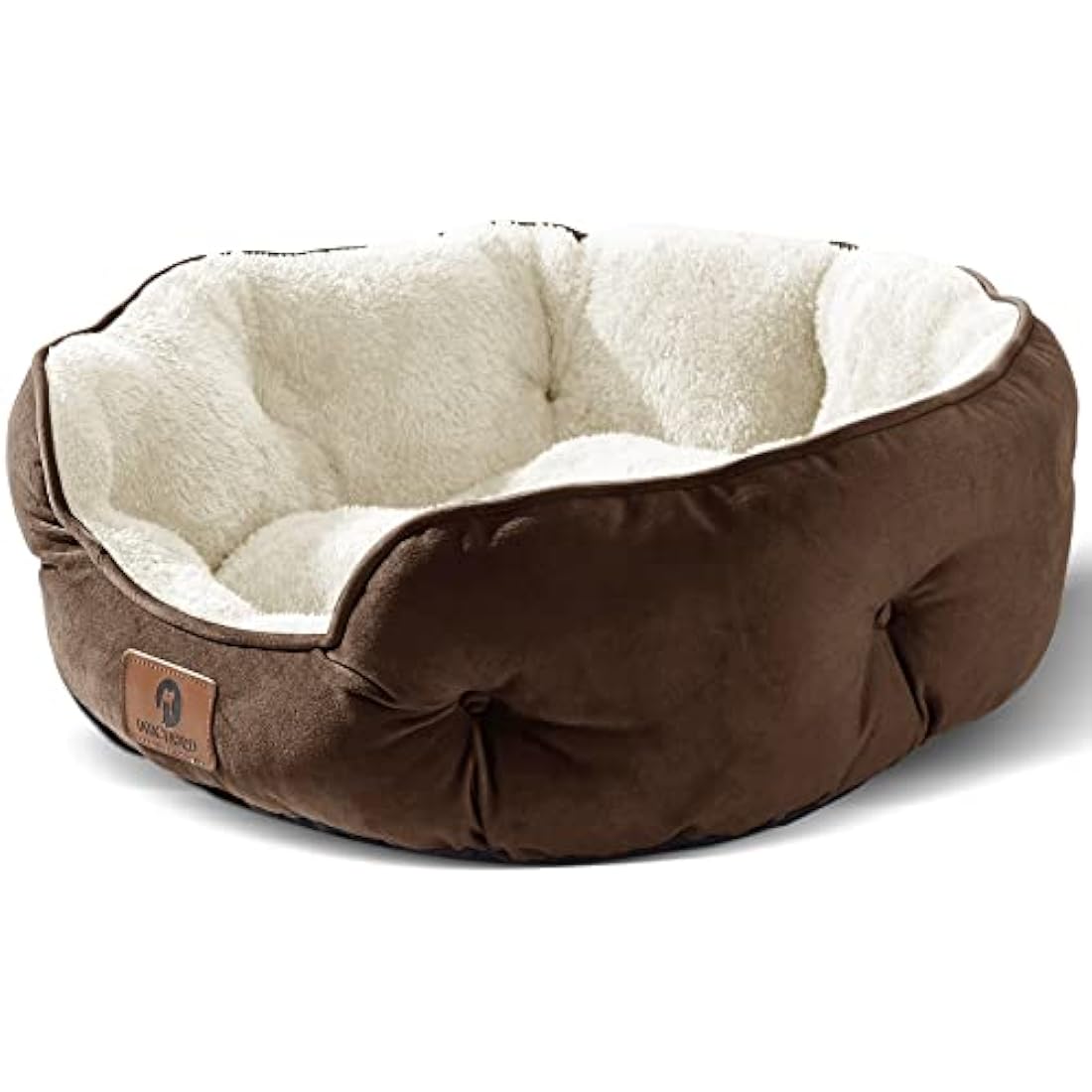 Asvin Medium Dog Bed for Medium Dogs, Large Cat Beds for Indoor Cats, Pet Bed for Puppy and Kitty, Extra Soft & Machine Washable with Anti-Slip & Water-Resistant Oxford Bottom, Brown, 25 inches