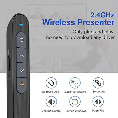 Presentation Clicker for PowerPoint Remote, Hyperlink Volume Wireless Presenter Remote Presentation Pointer, USB Presentation Remote Slide Advancer PPT Clicker for Computer Laptop Mac
