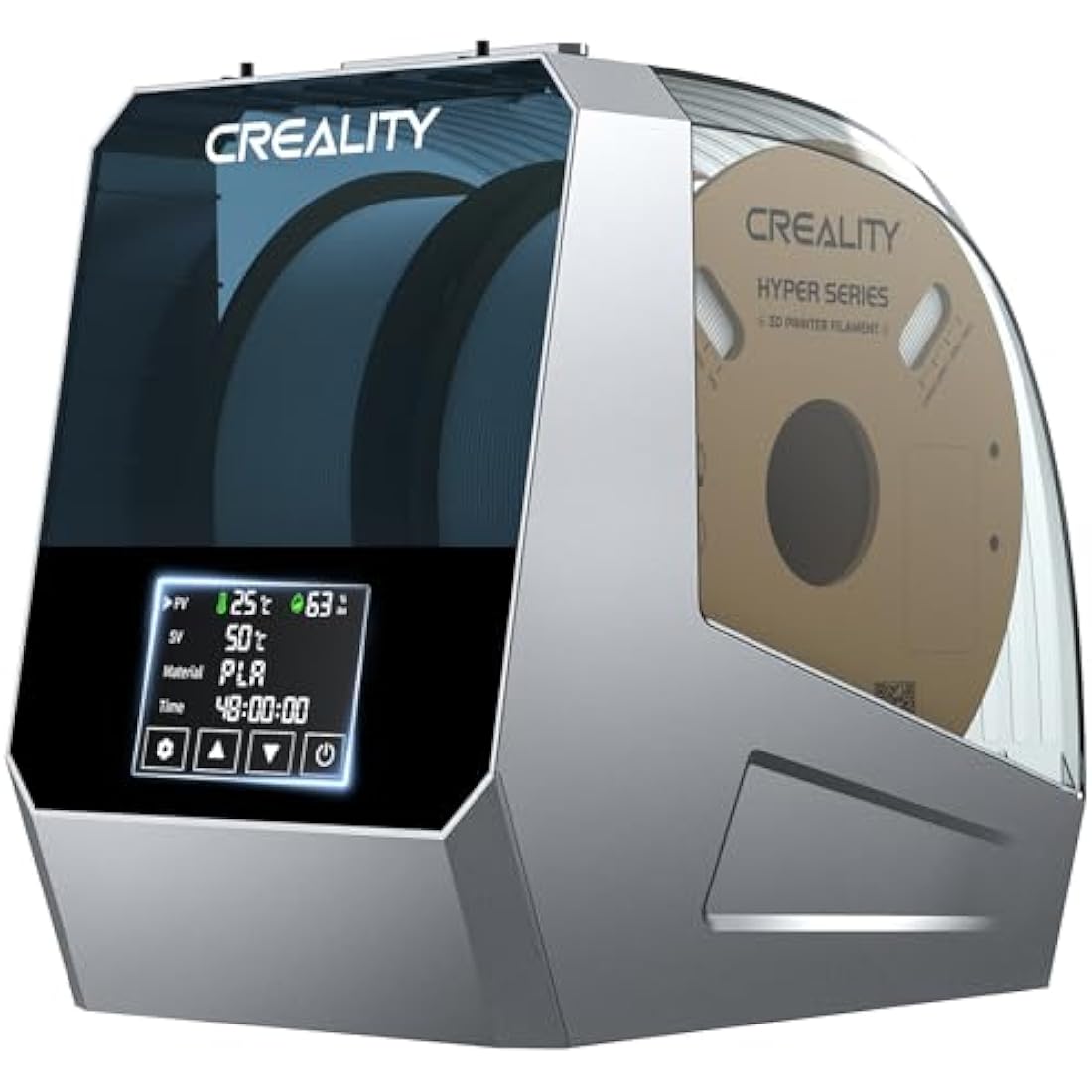 Creality Official Space PI Filament Dryer Plus, 2 Rolls 3D Printer Filament Dryer Box with Built-in Fan Filament Storage Holder Filament Dehydrator for 1.75/2.85mm One-Key Setting for PLA PETG ABS TPU
