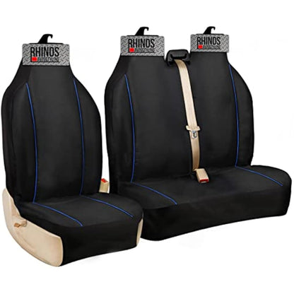 FOR CITROEN BERLINGO 1.6 HDi ALL MODELS - Premium Luxury Van Seat Covers Single Drivers And Double Passengers Seat Covers - 2 + 1 - Black And Blue Piping