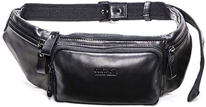 FANDARE Waist Packs Men Sling Bag Waist Pouch Leather Fanny Pack Waterproof Chest Bag Business Travel Running Cycling Sports Crossbody Bag Multipurpose Shoulder Bag