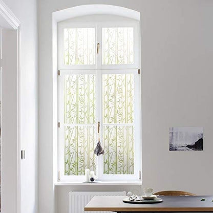 Finnez Window Film Privacy?Frosted Static Self Adhesive Glass Films, Decorative Films for Living Room Bedroom Offfice, 90 x 400 CM - Bamboo