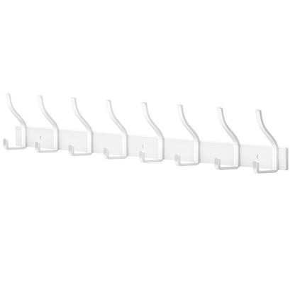 MEIJO Coat Hooks Wall Mounted Stainless Steel, White Coat Rack Wall Mounted with 8 Hooks Heavy Duty Coat Hooks for Door, Bathroom, Bedroom, Kitchen