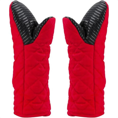 AYADA 2 Pack Puppet Oven Gloves Silicone 13" Long Sleeve Arm Soft Non-Slip,Oven Mitts Pair for Women Mum Hand for Microwave Home Kitchen Chef Cooking Baking Cookie (Red)