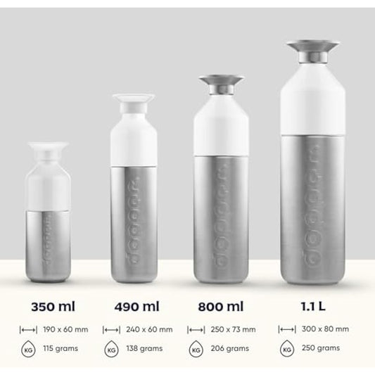 dopper Steel 1.1L Water Bottle - Stainless Steel Bottle - BPA Free Reusable 18/8 Stainless Steel Metal Sports Bottle for Sports and Office Use