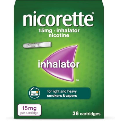 Nicorette 15mg Inhalator (36 Cartridges), Discreet & Convenient Nicotine Inhaler for Quitting Smoking with replaceable cartridges, Quit Smoking Aid or Vaping Cessation Aid