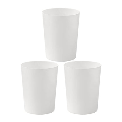 Cetomo 7.2L*3 Plastic Waste Paper Bin, Trash Can, Small Bins, Bedroom Bin, Round Waste Basket for Kitchen Rooms, Nesting, Matte, Frosted, Minimalist