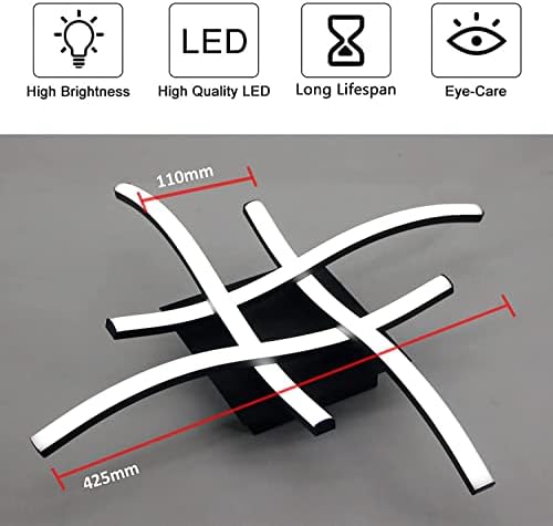 Beleben Dimmable LED Ceiling Light Elegant Curved Design Lights 4 Built-in Boards 24W Lamp Color Temprature and Brightness Adjustable Remote Control Suitable for Bedroom Kitchen, Boards-black