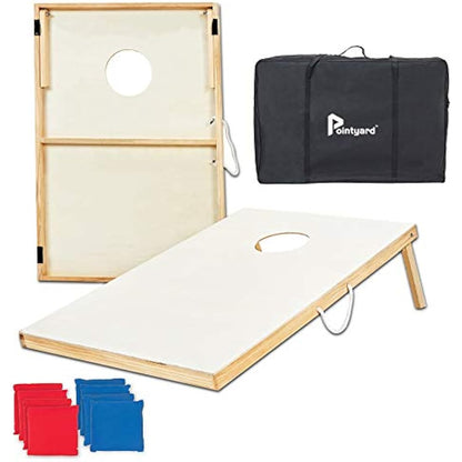 Pointyard Outdoor Cornhole Set - Regulation Cornhole Games with 8 All-Weather Bean Bags and Carrying Case - Portable Backyard Board Game for Teens Adults Family