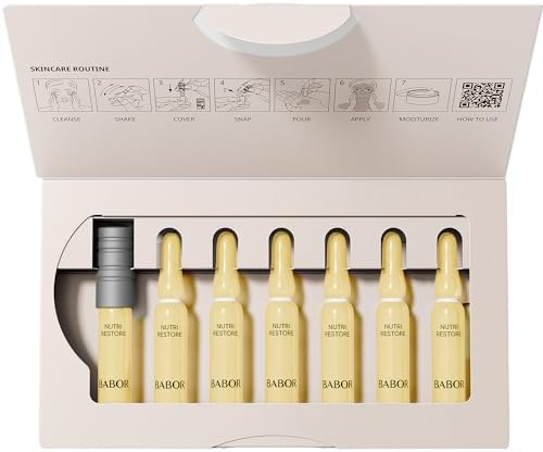 BABOR Nutri Restore Vials Vegan Face Care with Unique Combination of 19 Micronutrients, Aloe Vera and Argan Oil - for a Strengthened Skin Barrier (7 x 2ml)