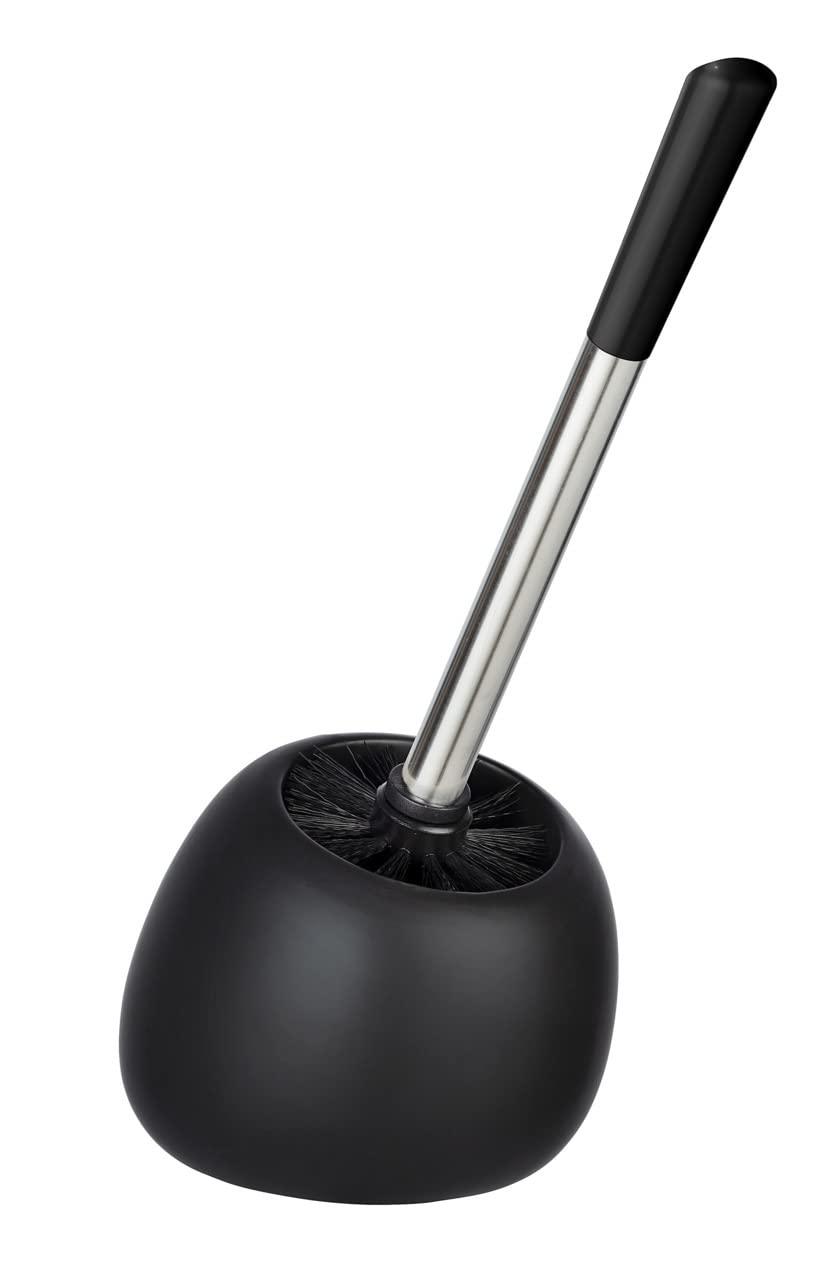 WENKO 24015100 Ceramic Toilet Brush, Black, 17 x 34.5 x 14.5 cm