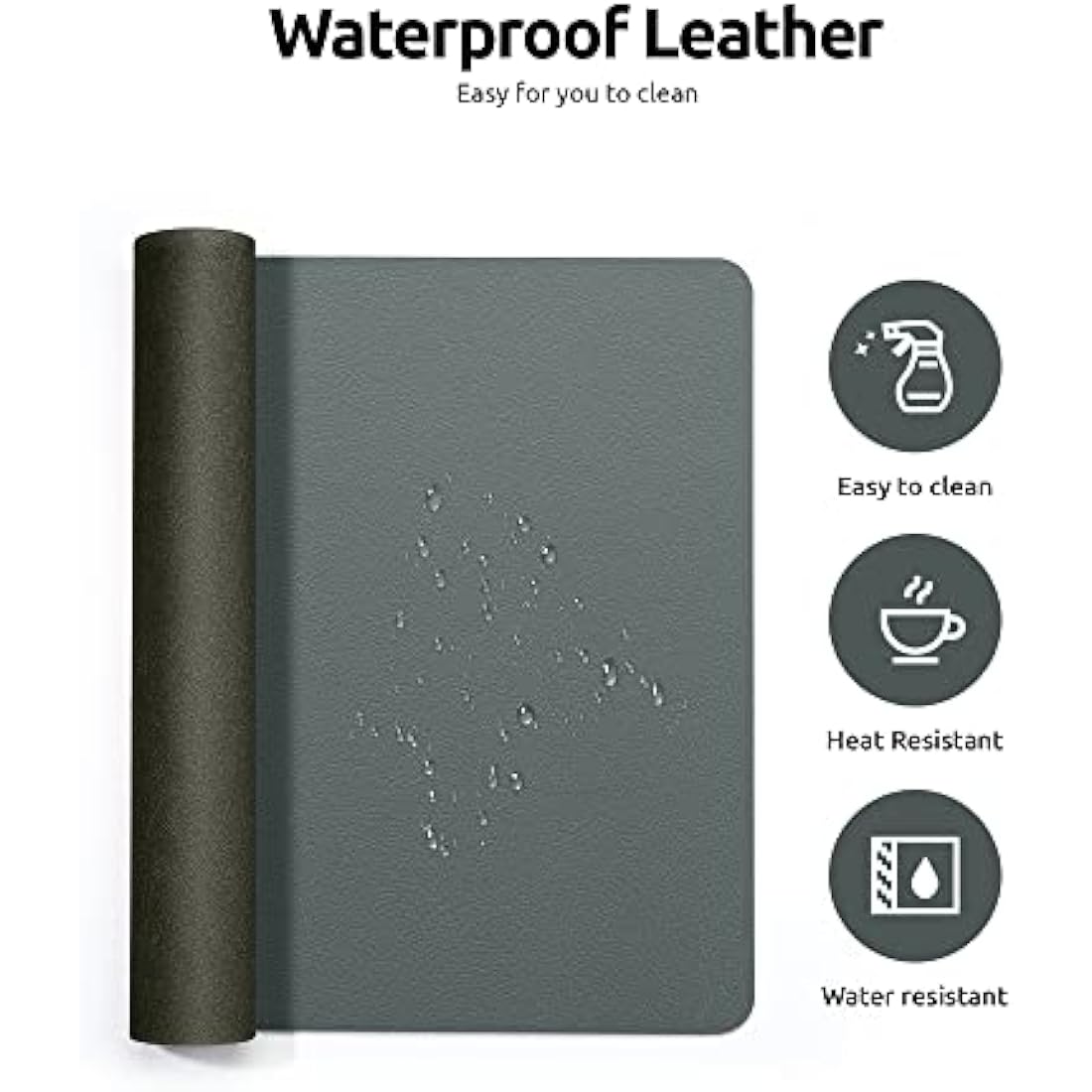 YSAGi Leather Desk Mat, Large Mouse Mat, Non-Slip Desk Pad, Waterproof PU Leather Table Protector Writing Pad for Office and Home (90 x 43 cm, Dark Green)