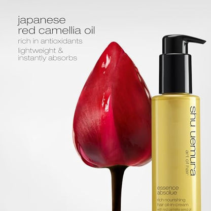 Shu Uemura, Nourishing Hair Oil-in-Cream Essence Absolue, All Hair Types, Enriched with Camellia Oil, For Soft Hair, Anti-Frizz, 150 ml