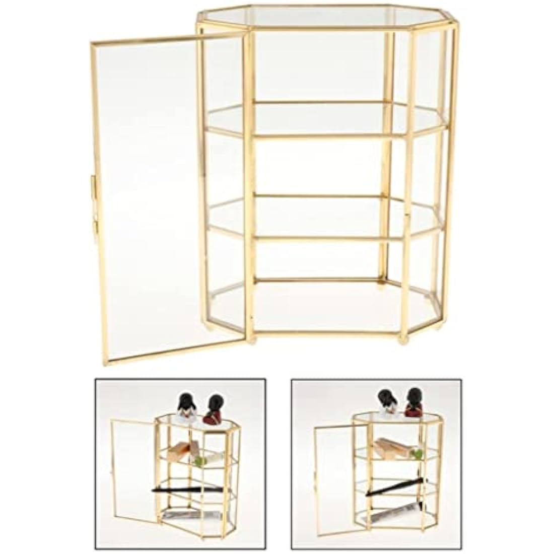 zalati Jewelry Box 3-Tier Glass Makeup Organizer Storage Multifunction Display Case for Dressing Table Decoration - 21.5x16.5x10cm