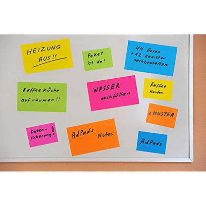 AdPads® Electrostatic Self-Adhesive Presentation Cards, 175 x 100 mm, 500 Sheets, Colourful, Large Static Sticky Notes, Movable and Slidable on Any Surface