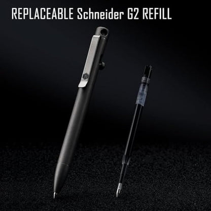 KeyUnity KP01 Ballpoint Pen with Clip, EDC Pocket Pen Titanium Alloy Retractable Metal Ballpoint Pen for Everyday Use,Black