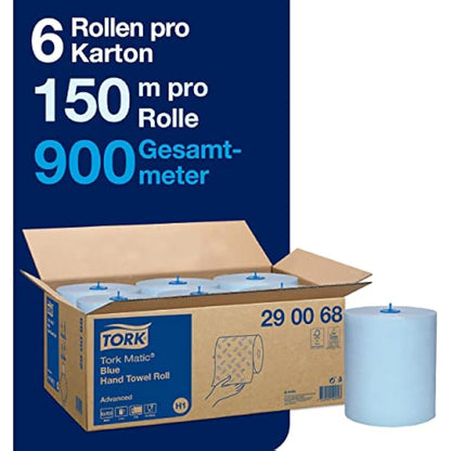 Tork Matic Paper Hand Towels Blue H1, Advanced, 6 Rolls x 150m, 290068