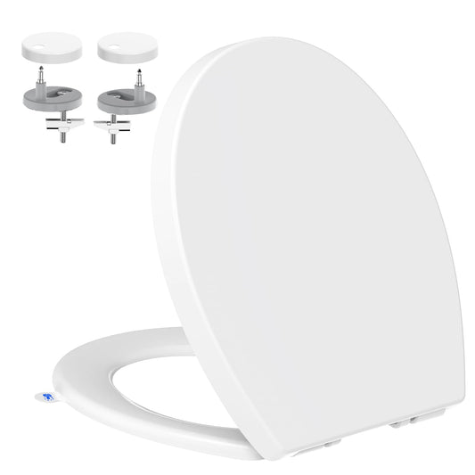 YEAUPE PRO Toilet Seat Soft Close - Universal Quick Release Toulet Seat with Adjustable Hinges for Easy Cleaning, Oval White Bathroom Bowl Seating,