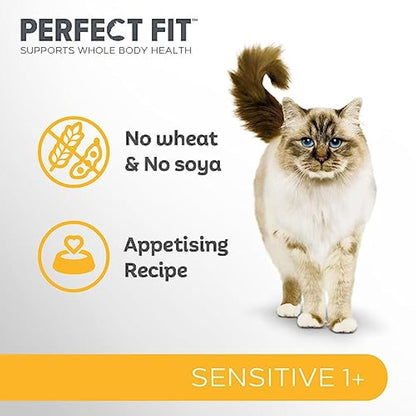 Perfect Fit Sensitive Adult 1+ Complete Dry Cat Food for Adult Cats Aged 1+ Years, Rich in Turkey, 1 Bag (7 kg)