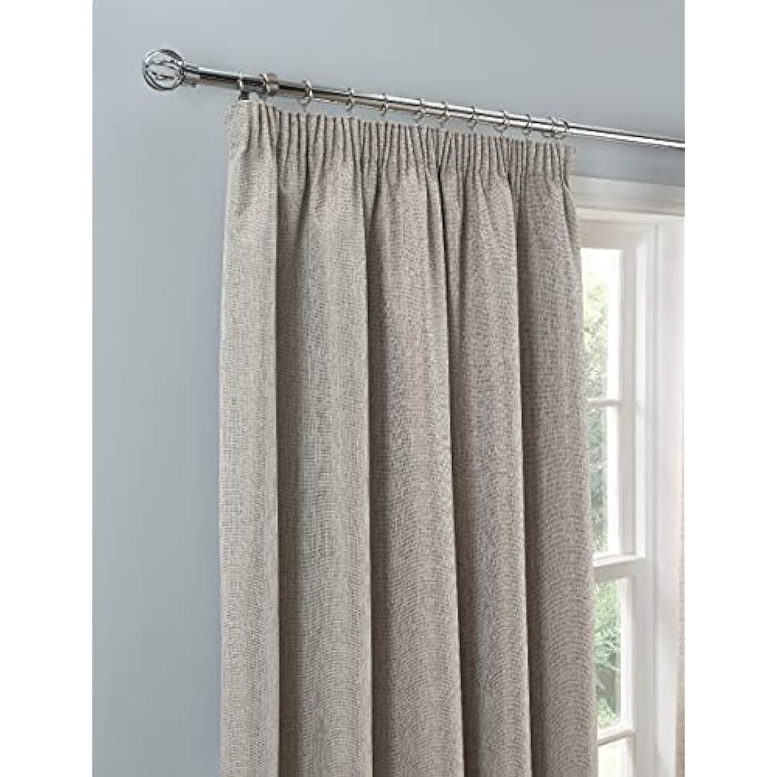 Sleepdown Textured Rib Weave Pencil Pleat Blackout Lined Curtains Thermal Insulated for Bedroom and Living Room 66 x 54 Inch Natural 2 Panels