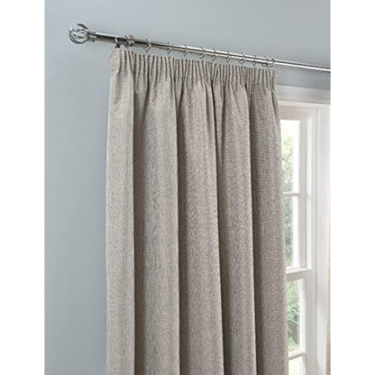 Sleepdown Textured Rib Weave Pencil Pleat Blackout Lined Curtains Thermal Insulated for Bedroom and Living Room 66 x 54 Inch Natural 2 Panels