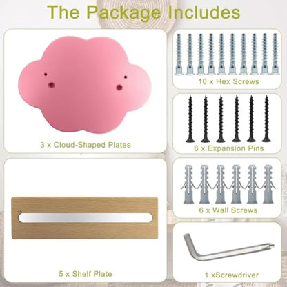 OPERMAXER Tonie Shelf Cloud for 30-35 Figures, Set of 3 Tonies Shelves for Toniebox & Tonies Audio Figures, Boys and Girls | Perfect Tonie Storage in the Children's Room (Pink)
