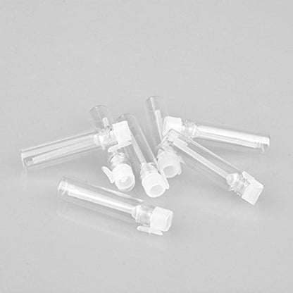 Enslz 100Pcs Mini Sample Cute Glass Travel Oil Perfume Bottle with Drop& Vials Empty Sample Bottle for Essential Oils Aromatherapy… (1ml)