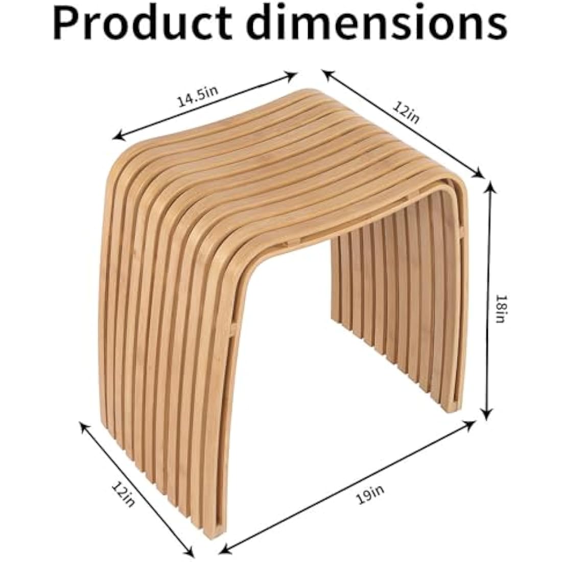 WYRXFF Bamboo Stool, Multi-Functional Stool, Unique Curved Bathroom Stool, No Assembly Vanity Stool Shoe Changing Stool, For Living Room Study Bedroomdining chair