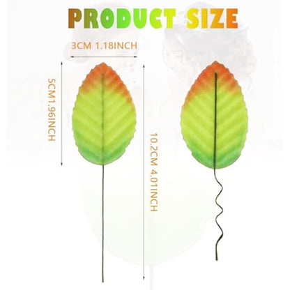 MWOOT 200Pcs Artificial Rose Leaves, Fake Single Leaf for Crafts, Green Faux Silk Leaves for DIY Bouquet Wreaths Wedding Party Festival Christmas Decoration, Wired Green Leaves