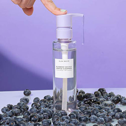 Glow Recipe Blueberry Bounce Hyaluronic Acid Foaming Cleanser - Pore-Refining + Hydrating Gentle Face Cleanser with AHA - Vegan + Cruelty-Free Face Wash for Sensitive Skin (160ml / 5.4oz)