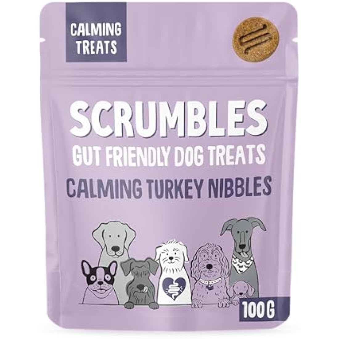 Scrumbles Nibbles, 100% Natural, Calming Dog Treats, Grain Free Turkey Training Treats, 100g pouch