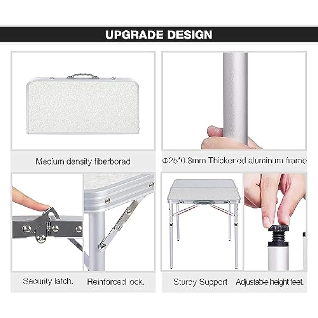 REDCAMP 2ft Samll Square Folding Camping Table, Portable Foldable Picnic Table with Adjustable Height for Beach Outdoor, 2 Heights (25/69)