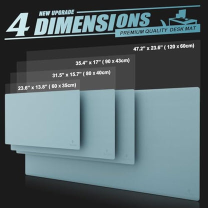 K KNODEL Large Office Leather Desk Mat, Mouse and Keyboard Pad, Computer and Laptop Mat, Desktop Protector and Cover, Writing Pad and Blotter (80x40cm, Light Blue)