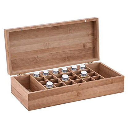 RoseFlower Bamboo Essential Oil Storage Box Home Fragrance Carrier Case, Holds 26 Bottles for 5, 10, 15ml