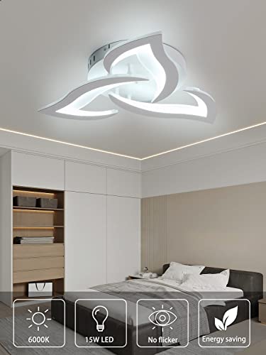 KAUCQI LED Ceiling Light 56CM 15W Modern LED Ceiling Lamp 6000K 1500LM Children's Room Light Petal Lamp for Living Room Bedroom Kids Room