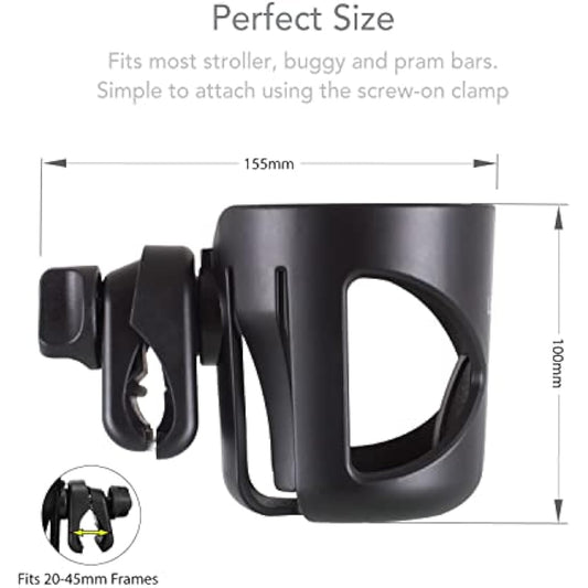 LittleLife Buggy And Pushchair Universal Cup Holder Adjustable Bottle Organiser for Stroller, Drink and Coffee Cup Holder