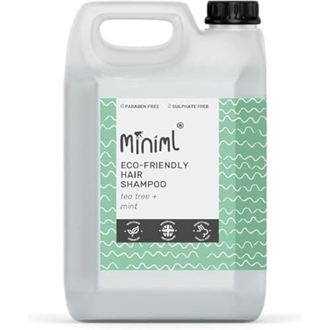 Miniml Natural Eco Hair Shampoo– 5L Refill Tea Tree & Mint Men and Womens Sensitive Scalp & Skin Cruelty Free Vegan Friendly Shampoo - For Greasy, Curly, Dry and Dandruff Hair