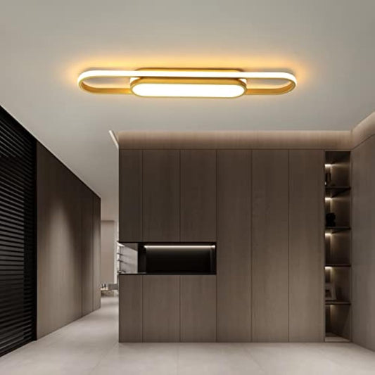 Oninio LED Ceiling Light Modern 40W Ceiling Lamp Dimmable Ceiling Lights with Remote Control Flush Mount 70cm Linear Ceiling Lamp for Living Room,Hallway, Kitchen, Bedroom (Gold)