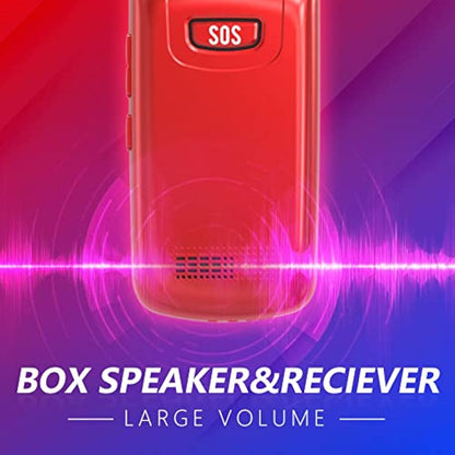 Senior Mobile Phone with Big Buttons, GSM Sim Free Unlocked Basic Cell Phones Easy to Use, Flip Phone with Dual Color Display | SOS Button | FM Radio | Torch |1000mAh Battery | Speed Dial (Red)