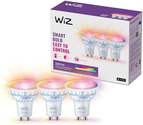 WiZ GU10 Smart LED Glass Bulb, Smart LED Connected WiFi Works with Alexa, Google Assistant & HomeKit, Wi-Fi/Bluetooth,Dynamic Scenes on App Including Relax Mode Bedroom, 3 Pack, 50W