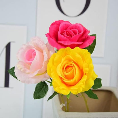 Corkwaw 25 Pcs 3 inch Artificial Rose Flower Heads,Silk Rose Head Flowers,Wedding Party Home Garden Decoration DIY Craft Gift Box Decoration (Yellow)