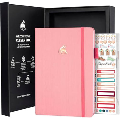 Clever Fox Ultimate Achiever’s Goal Planner - Focus & Productivity 90 Day Journal. Daily Weekly Monthly Planner Organizer & Hourly Schedule Notebook - Undated, Hardcover, A5 Size, Light Pink