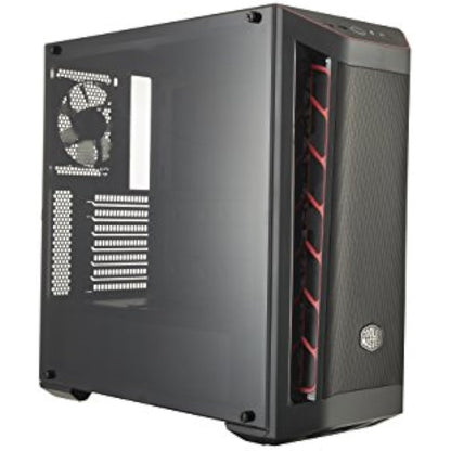 Cooler Master MasterBox MB511 - ATX PC Case with Front Mesh Panel, Racing Intakes, Transparent Side Panel, Flexible Air Flow Configurations - Red Accent