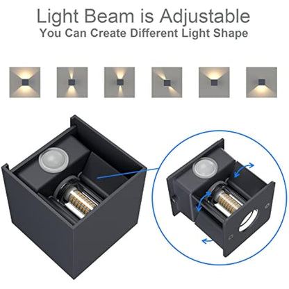 Klighten 2PCS Outdoor Wall Light with Motion Sensor, Waterproof IP54 Outside Wall Lamps with Sensor, Adjustable Beam Angle, Warm White 3000K, Antracita (G9 LED Bulb Include)